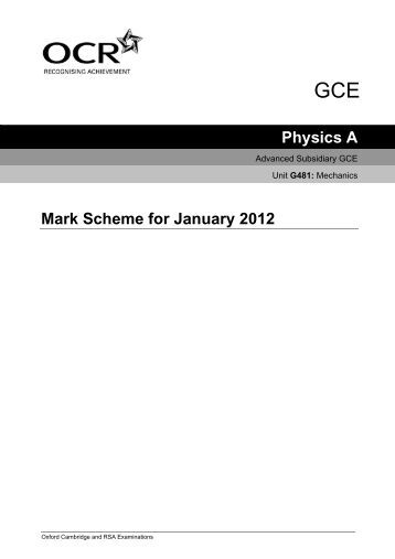 Ocr coursework mark scheme