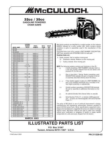 Mcculloch Mac Cat 38cc Chainsaw Manual