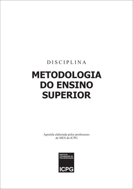 Metodologia Do Ensino Superior P S Gradua O Uniasselvi