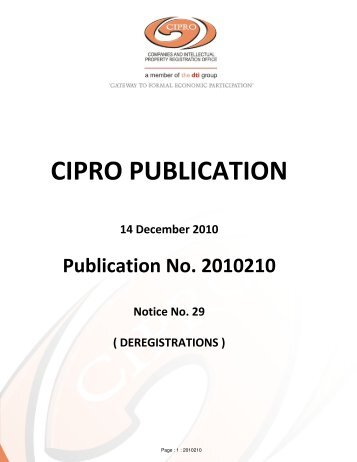Cipro ar final deregistration Cipro ar final deregistration