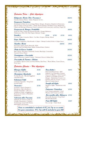 Casino valle verde menu
