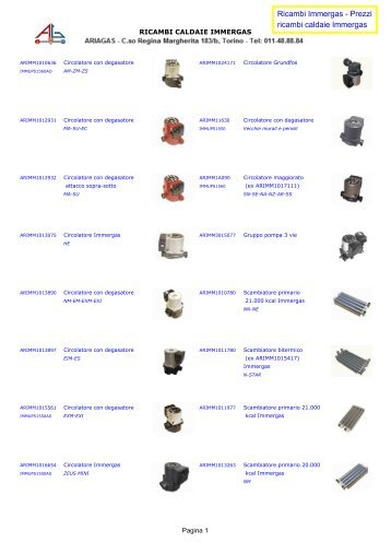 Immergas ricambi caldaie