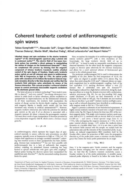 Coherent Terahertz Control Of Antiferromagnetic Spin Waves KOPS