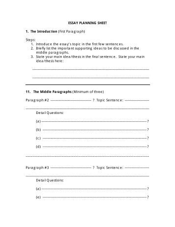 Essay planning sheets