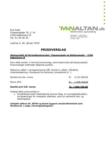 Peter kjÃr altaner strandboulevarden ... Altan tilbud
