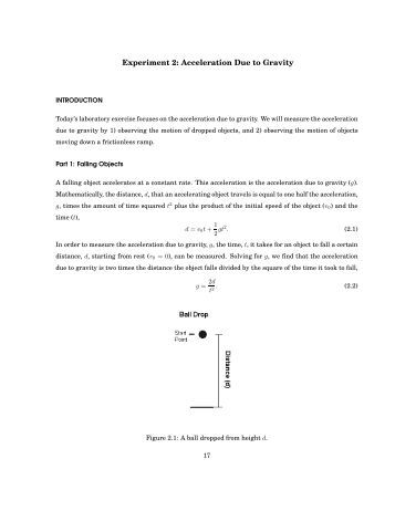 investigation 2 5 acceleration due to gravity Checkout questions lab 2 acceleration and gravity: what is the relationship between the mass of an object and its acceleration during c (mass = 5 kg) and object d (mass = 10 kg) are dropped from level 4 argument-driven inquiry in physics, volume 1: mechanics lab investigations for grades 9–12 acceleration. investigation 2 5 acceleration due to gravity Checkout questions lab 2 acceleration and gravity: what is the relationship between the mass of an object and its acceleration during c (mass = 5 kg) and object d (mass = 10 kg) are dropped from level 4 argument-driven inquiry in physics, volume 1: mechanics lab investigations for grades 9–12 acceleration.