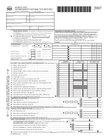 Income Tax Forms Maryland Income Tax Forms