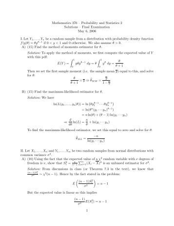 statistics exam review Probability and statistics ii final exam review please show your work on all problems full use of your calculator is permitted 1 let x and y be random. statistics exam review Probability and statistics ii final exam review please show your work on all problems full use of your calculator is permitted 1 let x and y be random.