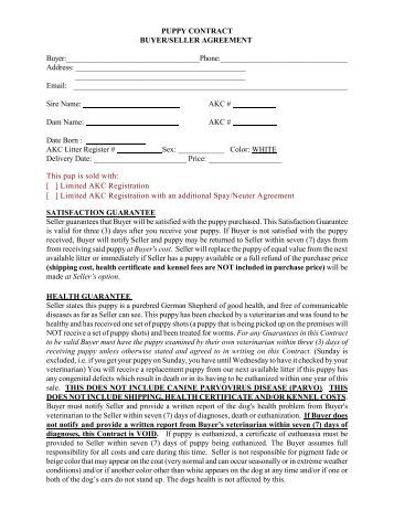puppy sale contract