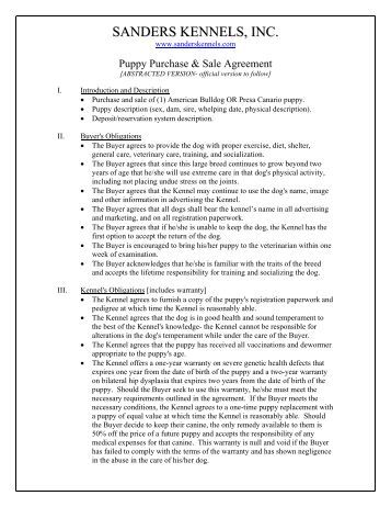 puppy sale contract
