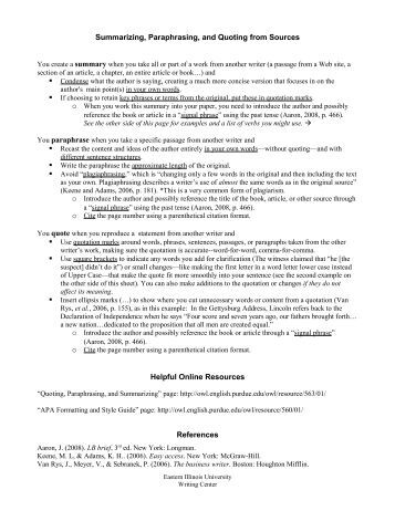 quoting summarizing and paraphrasing sources The quoting and paraphrasing video explains the difference between quoting and paraphrasing. quoting summarizing and paraphrasing sources The quoting and paraphrasing video explains the difference between quoting and paraphrasing.