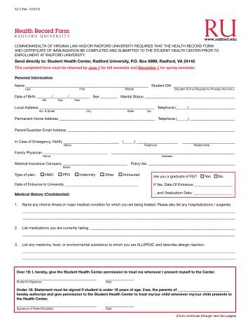 Health Record Form
