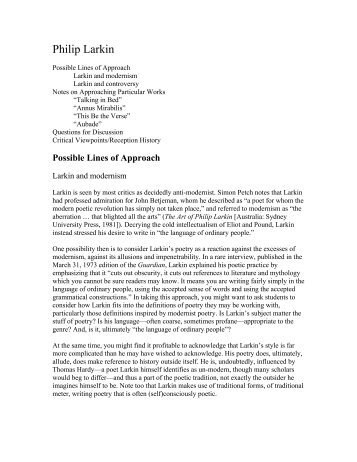 Philip Larkin Essay