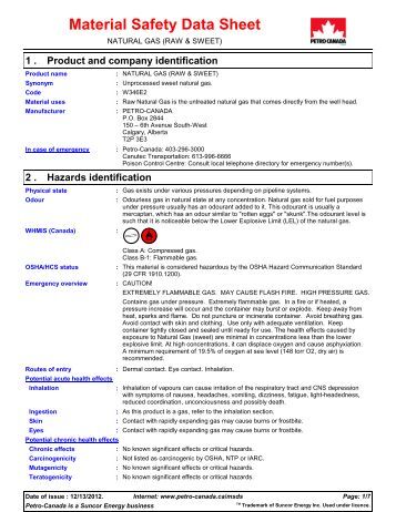 Msds Natural Gas Sweet Msds Natural Gas Sweet