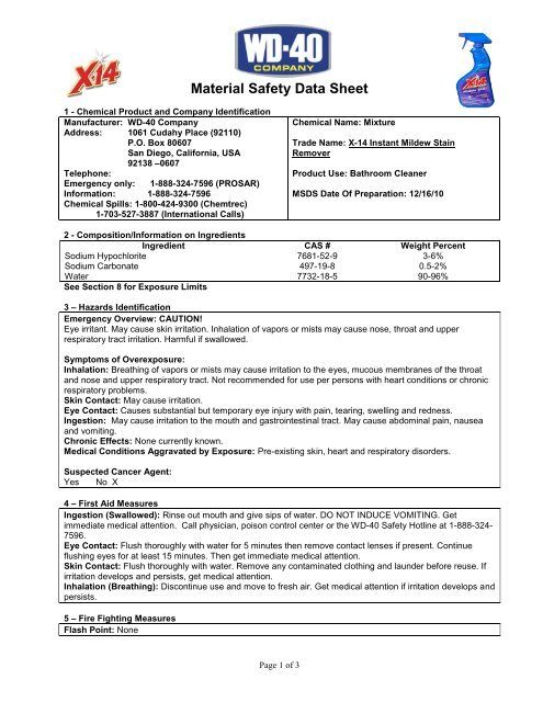 Material Safety Data Sheet Msds Wd Company