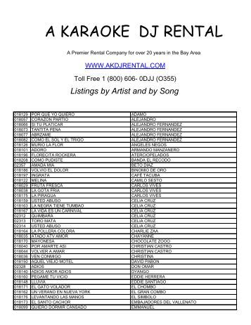 Printable Karaoke Song List (PDF)