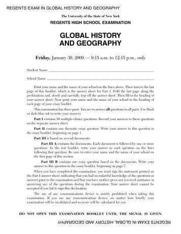 Global history regents essay prep