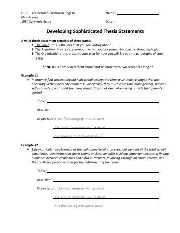 Developing a thesis high school
