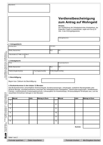 Verdienstbescheinigung Wohngeld Verdienstbescheinigung zum Antrag auf Wohngeld - Stadtroda