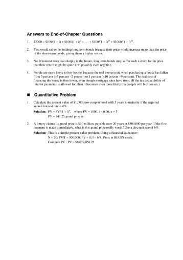 solutions to end of chapter problems Click the link below to view the appendix a file in adobe pdf this will require the free adobe reader or similar software appendix b - answers to selected end-of. solutions to end of chapter problems Click the link below to view the appendix a file in adobe pdf this will require the free adobe reader or similar software appendix b - answers to selected end-of.
