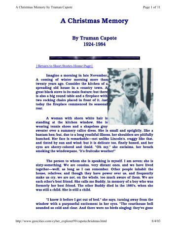 a christmas memory by truman capote pdf