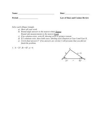 13 Law of Sine and Cosine Word Problem Practice Quiz