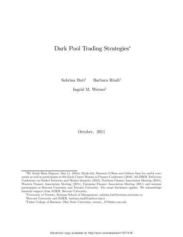 dark pool trading strategies market quality and welfare