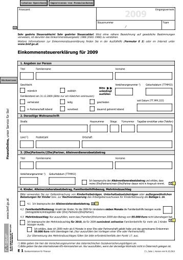 EinkommensteuererklÃ¤rung 2007 - Formulare - Bundesministerium ...