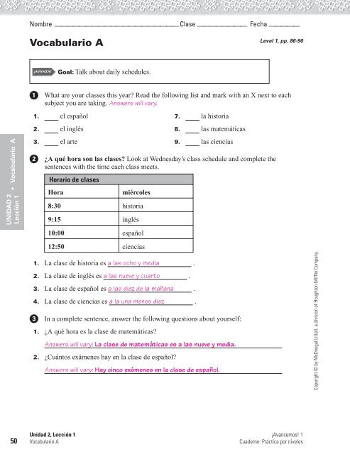 avancemos-1-pg-220-answers