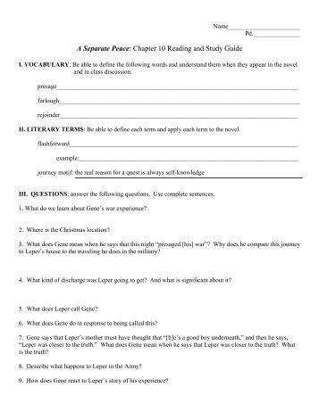 a separate peace chapters 6 10 essay A separate peace essay examples the summary of every chapter of the book a separate peace by john knowles gene, and phineas in a separate peace. a separate peace chapters 6 10 essay A separate peace essay examples the summary of every chapter of the book a separate peace by john knowles gene, and phineas in a separate peace.
