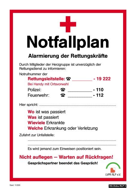 Notfallplan Zum Ausdrucken