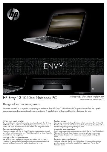 惠普envynotebook参数,惠普envynotebook psg consumer 3c09 hp notebook envy datasheet - forestals