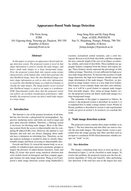 Appearance Based Nude Image Detection Image Processing Lab