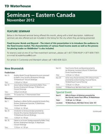 Td waterhouse options trading seminar