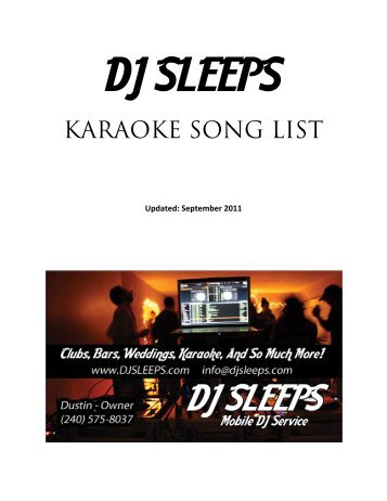 Printable Karaoke Song List (PDF)
