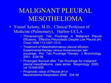 Malignant Pleural Mesothelioma Epidemiology