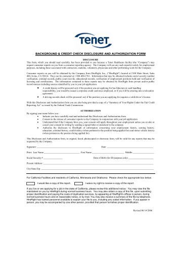 Background Information Disclosure Form Meriter Health Services Background Check Disclosure And Authorization Form Template
