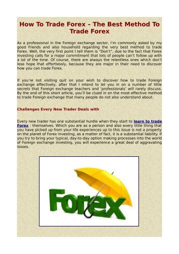 How best to trade forex