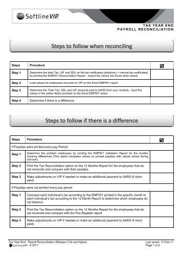 Payrolls Payroll Reconciliation