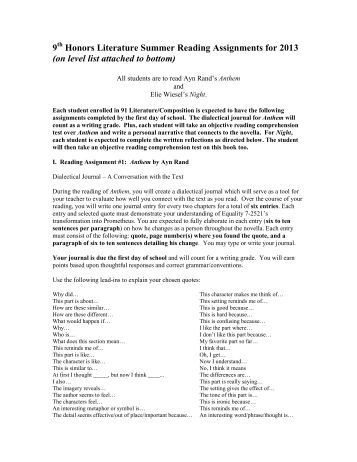 a reading report on anthem by ayn rand Ayn rand's anthem takes place in a futuristic society that seems to have went backwards by leaps and bounds this novella is classified as anti-utopian or dystopian fiction students should remember that rand is one of the founders of the objectivist philosophy as they read. a reading report on anthem by ayn rand Ayn rand's anthem takes place in a futuristic society that seems to have went backwards by leaps and bounds this novella is classified as anti-utopian or dystopian fiction students should remember that rand is one of the founders of the objectivist philosophy as they read.
