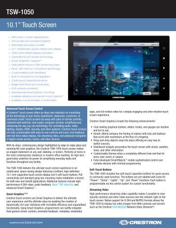 Product Specifications Tsw 1050 Crestron Electronics | crestron mp2e special elektronik ab Product Specifications Tsw 1050 Crestron Electronics | crestron mp2e special elektronik ab