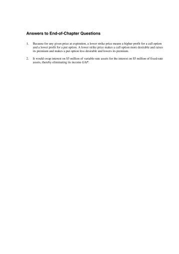 answers to end of chapter questions These non-printable files contain the answers (with full calculations, where applicable) to all end of chapter and self-test questions in each textbook set . answers to end of chapter questions These non-printable files contain the answers (with full calculations, where applicable) to all end of chapter and self-test questions in each textbook set .