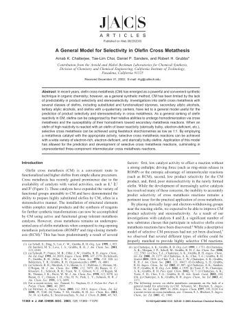 olefin cross metathesis olefin cross metathesis
