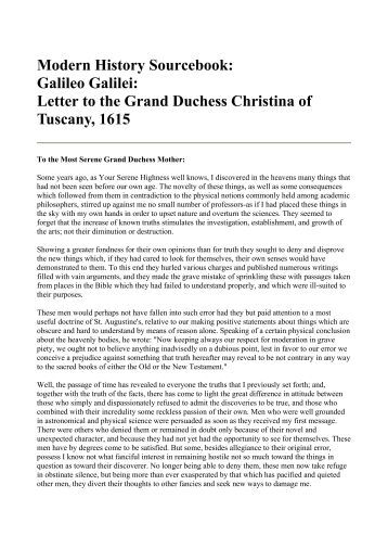 persisting in the galileo letter to the grand duchess