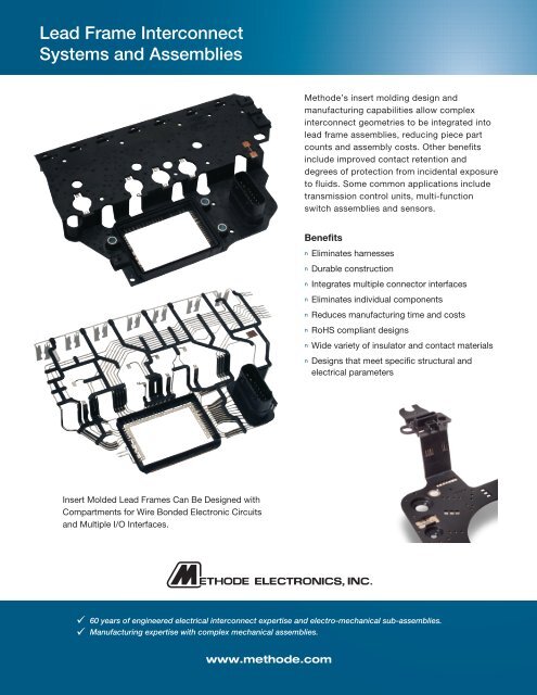 complex insert molding lead frame assemblies data