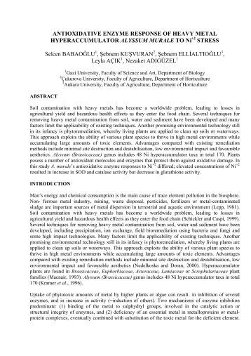 enzyme and heavy metals essay The effect that copper sulphate has on heavy metals tend to be non-competitive inhibitors, which means that they inhibit the action of the enzyme-controlled. enzyme and heavy metals essay The effect that copper sulphate has on heavy metals tend to be non-competitive inhibitors, which means that they inhibit the action of the enzyme-controlled.