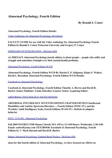 Abnormal Psychology 16th Edition Download