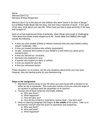 Warriors don t cry essay