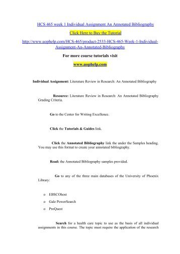literature review in research an annotated bibliography hcs 465 literature review in research an annotated bibliography hcs 465