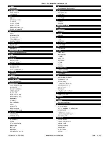 KARAOKE SONG LIST1 - Main Line Karaoke